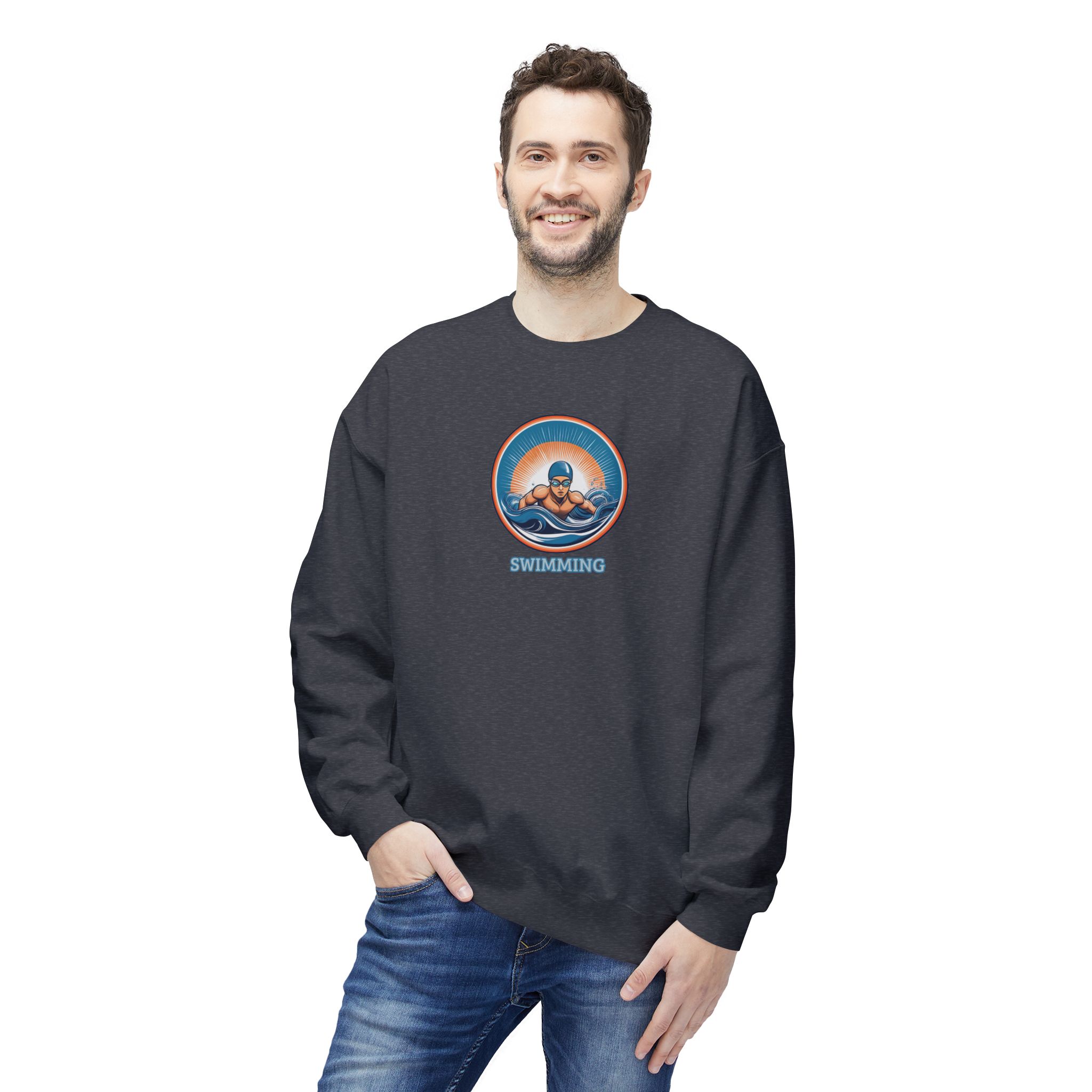 Men's Swimming - Unisex Midweight Crewneck Sweatshirt - Image 7