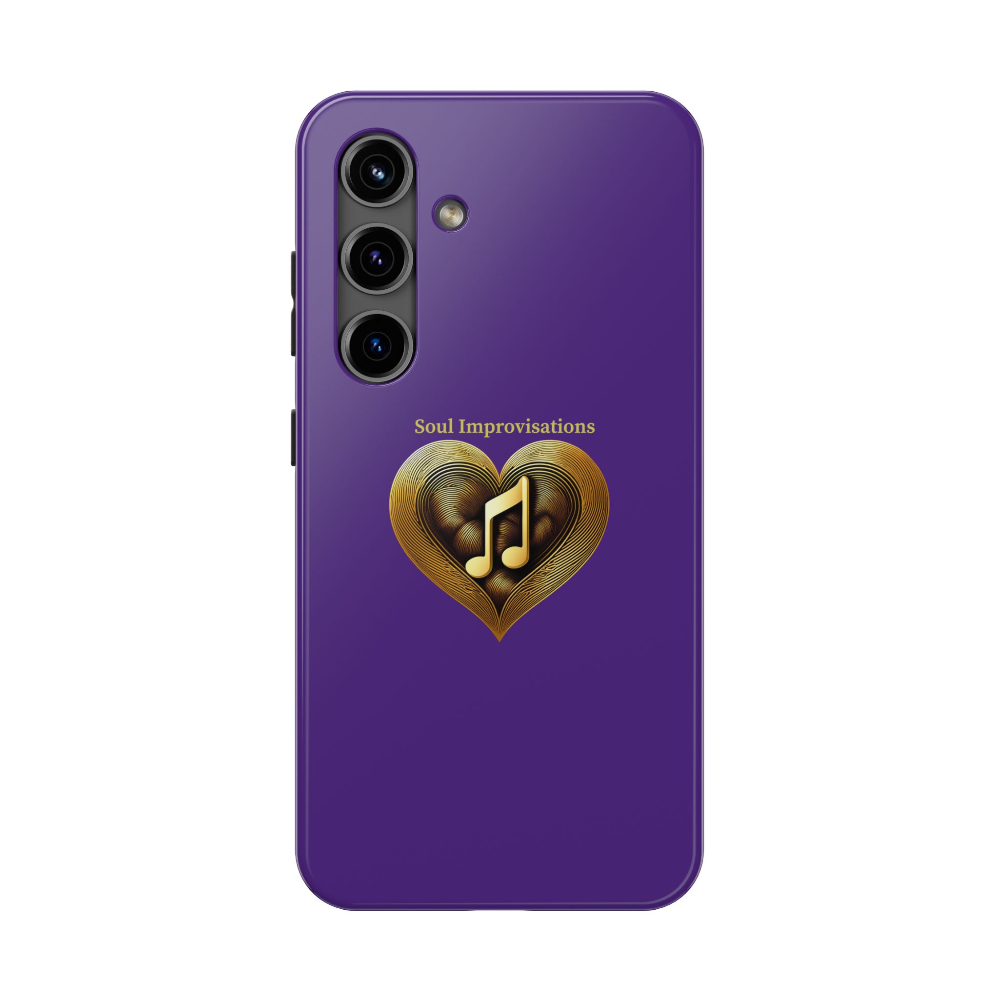 Gold Musical Heart Tough Phone Case - Purple - Image 80