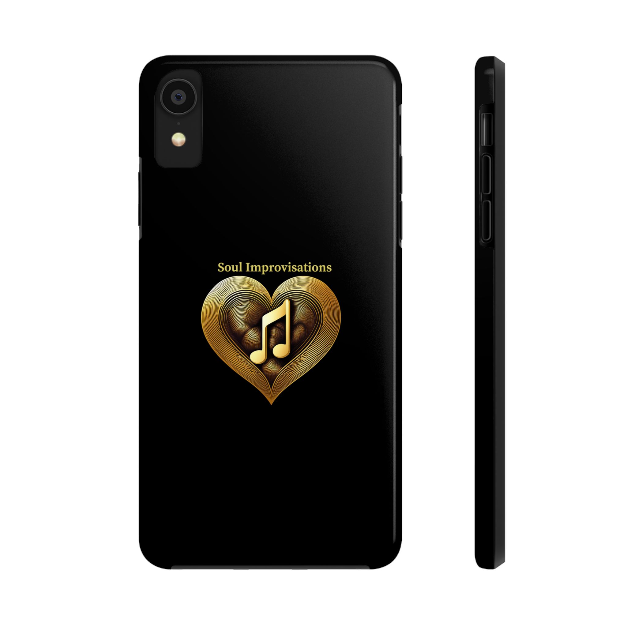 Gold Musical Heart Tough Phone Case - Black - Image 10