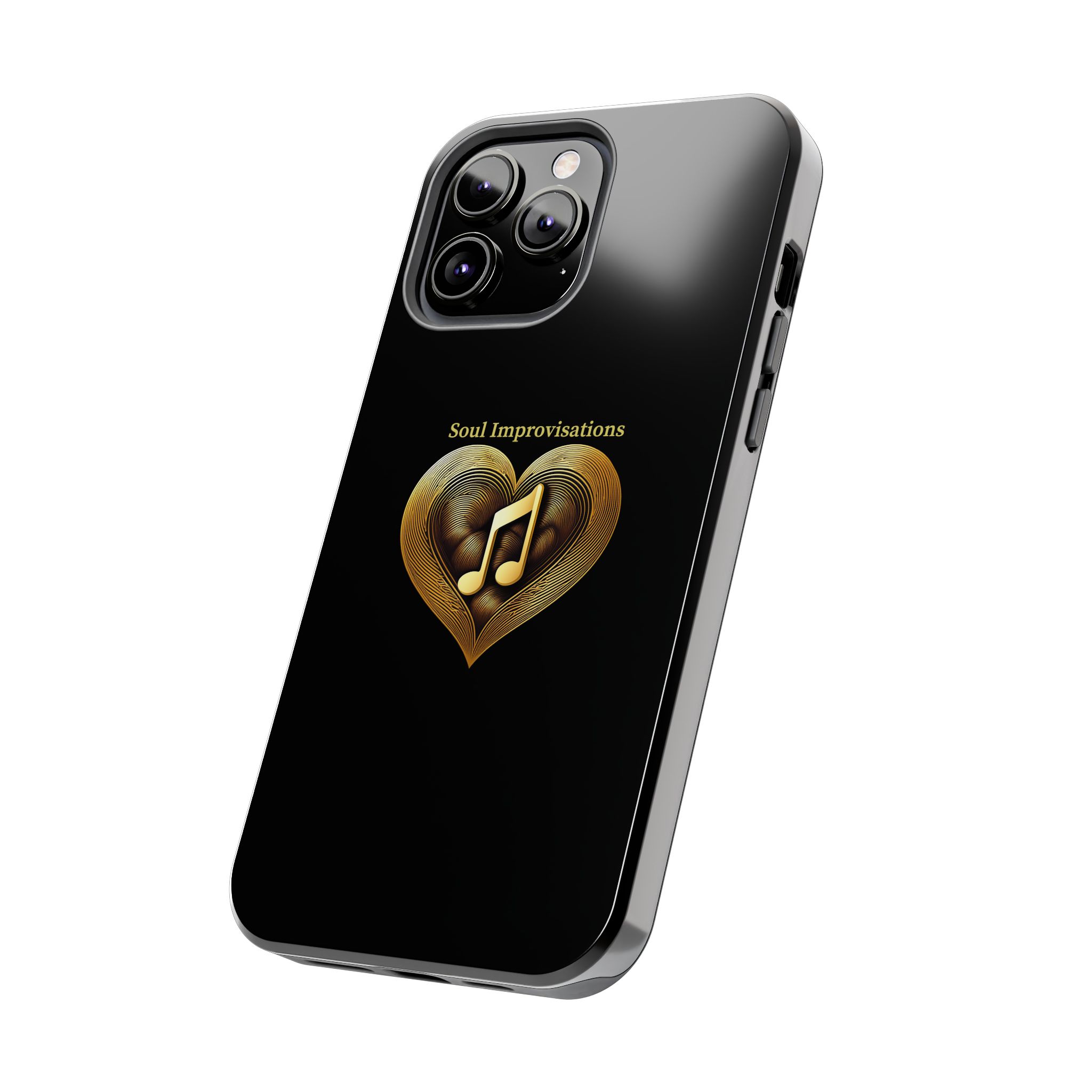 Gold Musical Heart Tough Phone Case - Black - Image 58