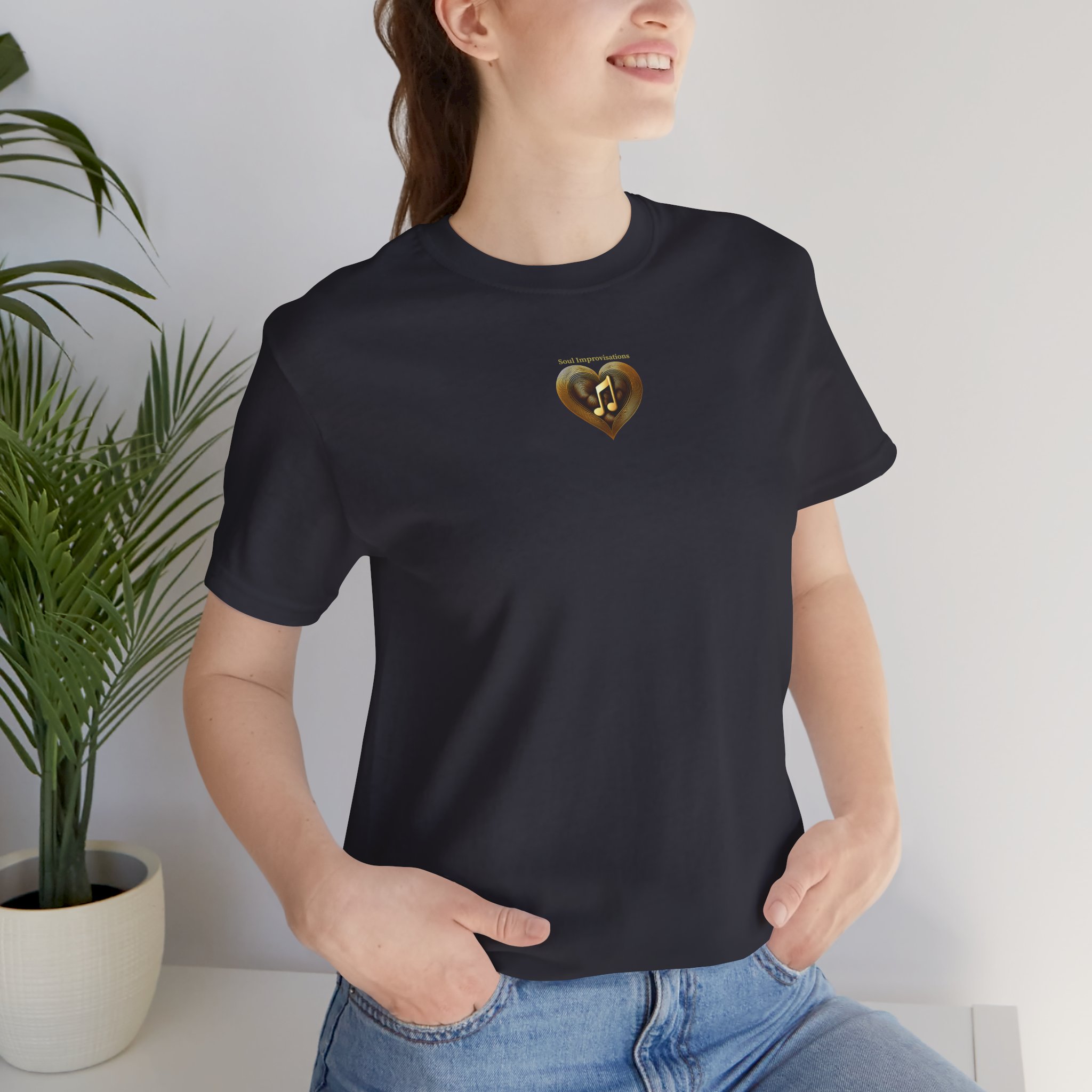 Gold Musical Heart Unisex Jersey Short Sleeve T-Shirt - Image 13