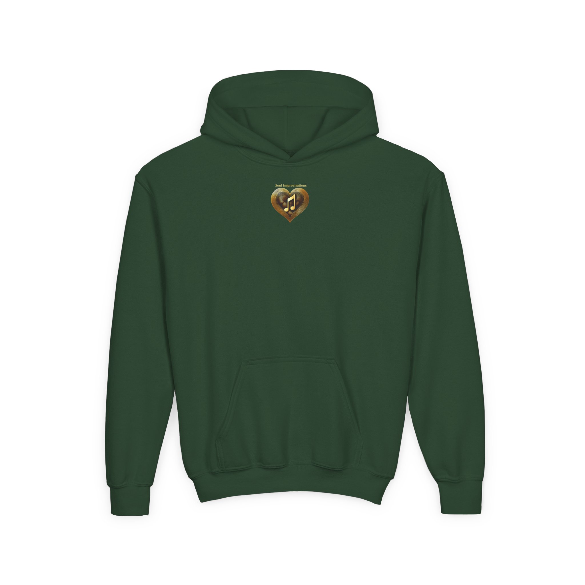 Gold Musical Heart Youth Pullover Hooded Sweatshirt - Image 4