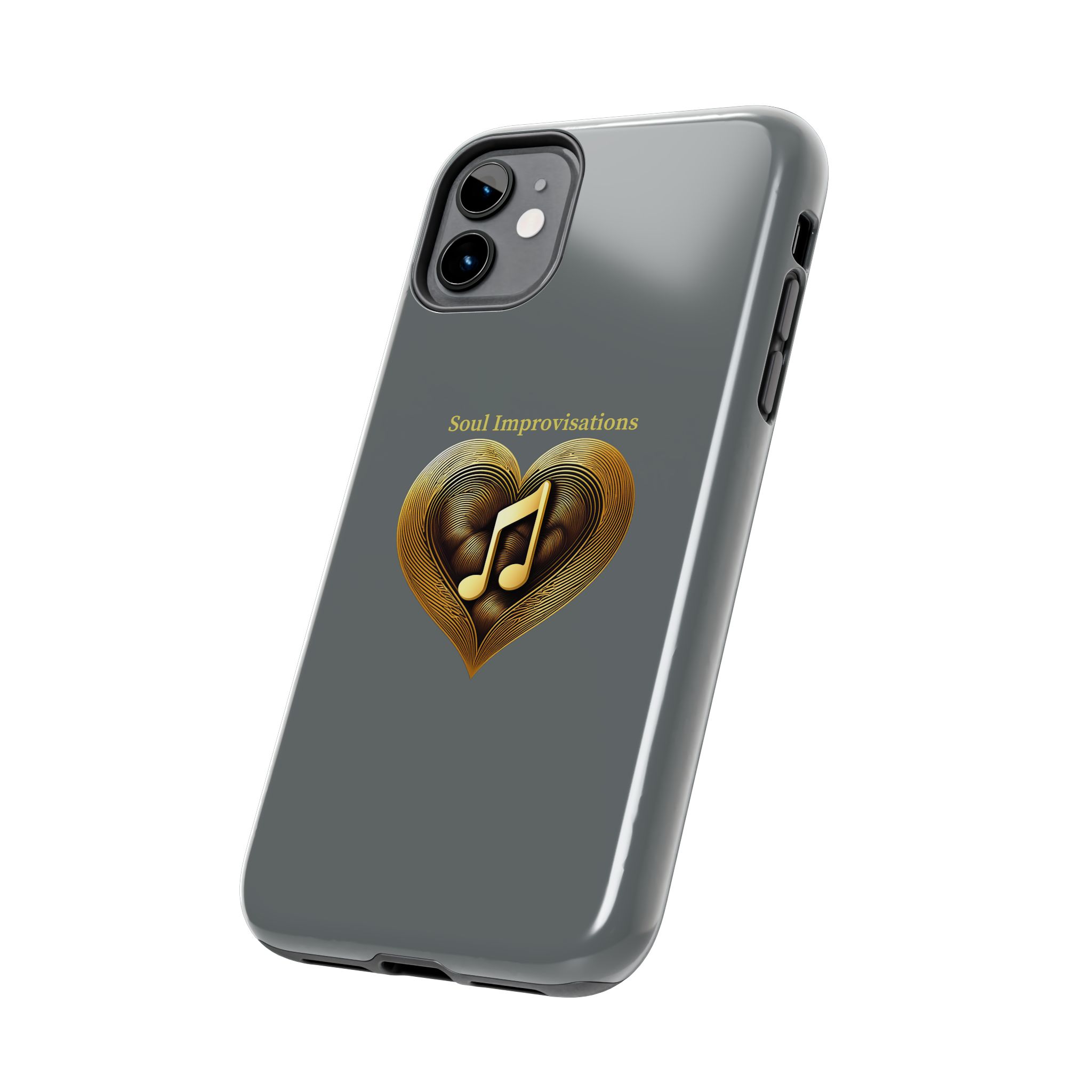 Gold Musical Heart Tough Phone Case - Grey - Image 18
