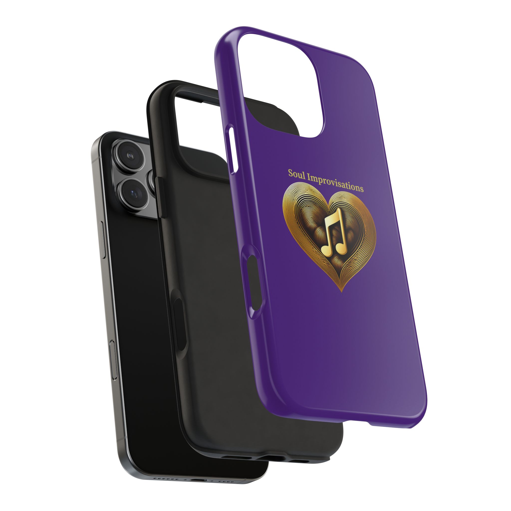 Gold Musical Heart Tough Phone Case - Purple - Image 101