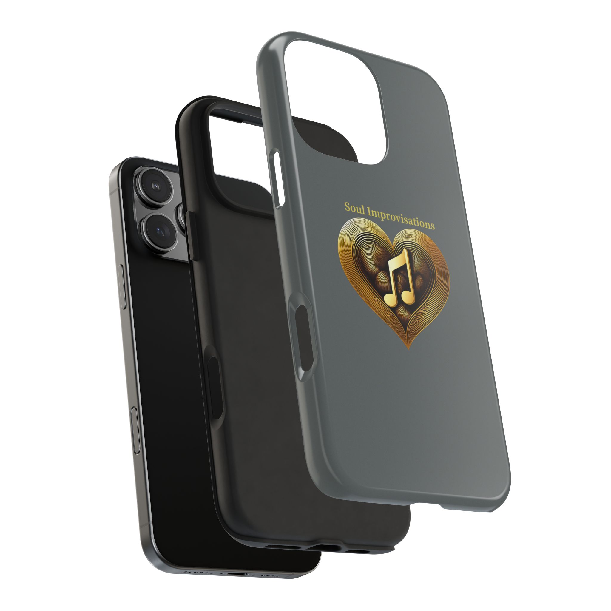 Gold Musical Heart Tough Phone Case - Grey - Image 101