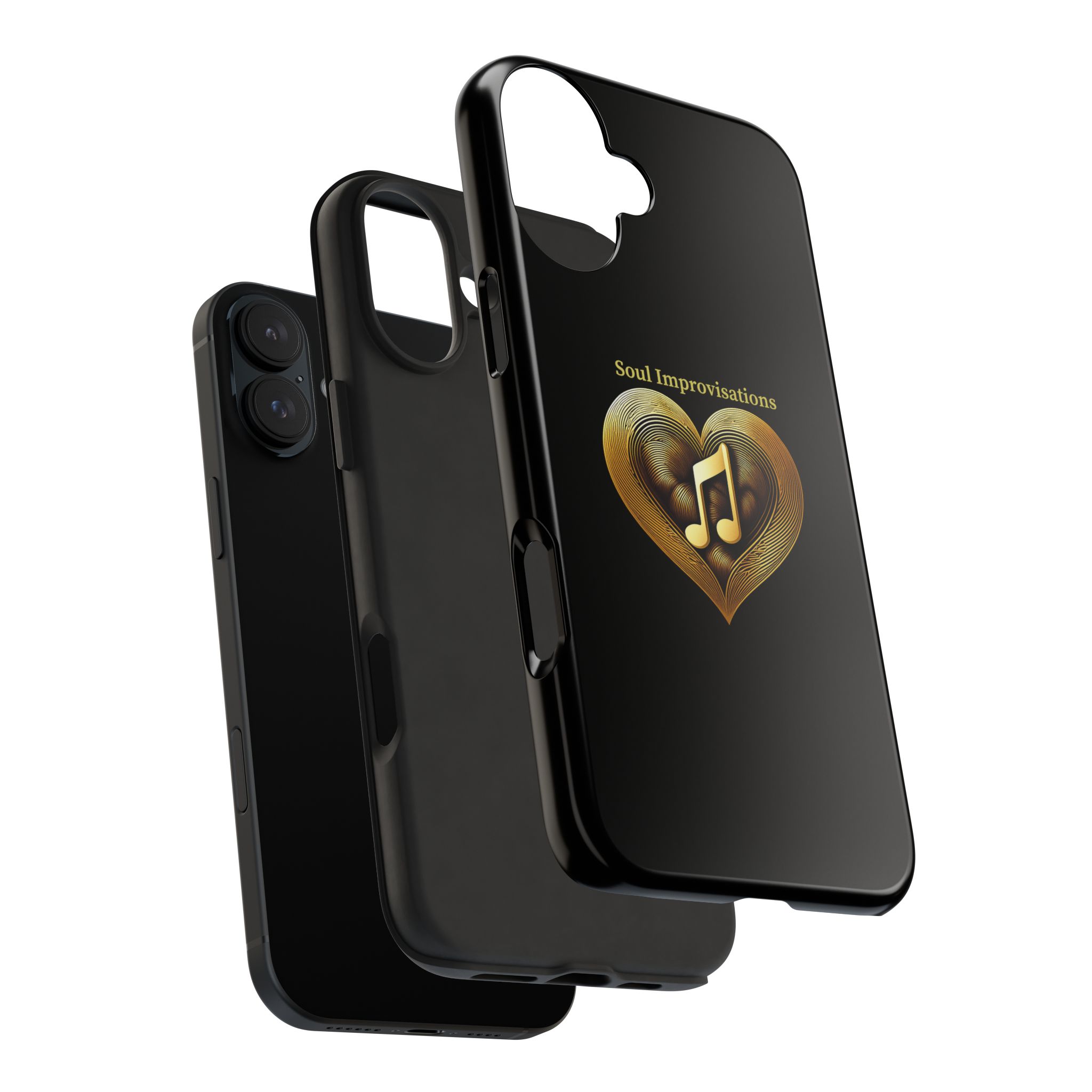 Gold Musical Heart Tough Phone Case - Black - Image 107