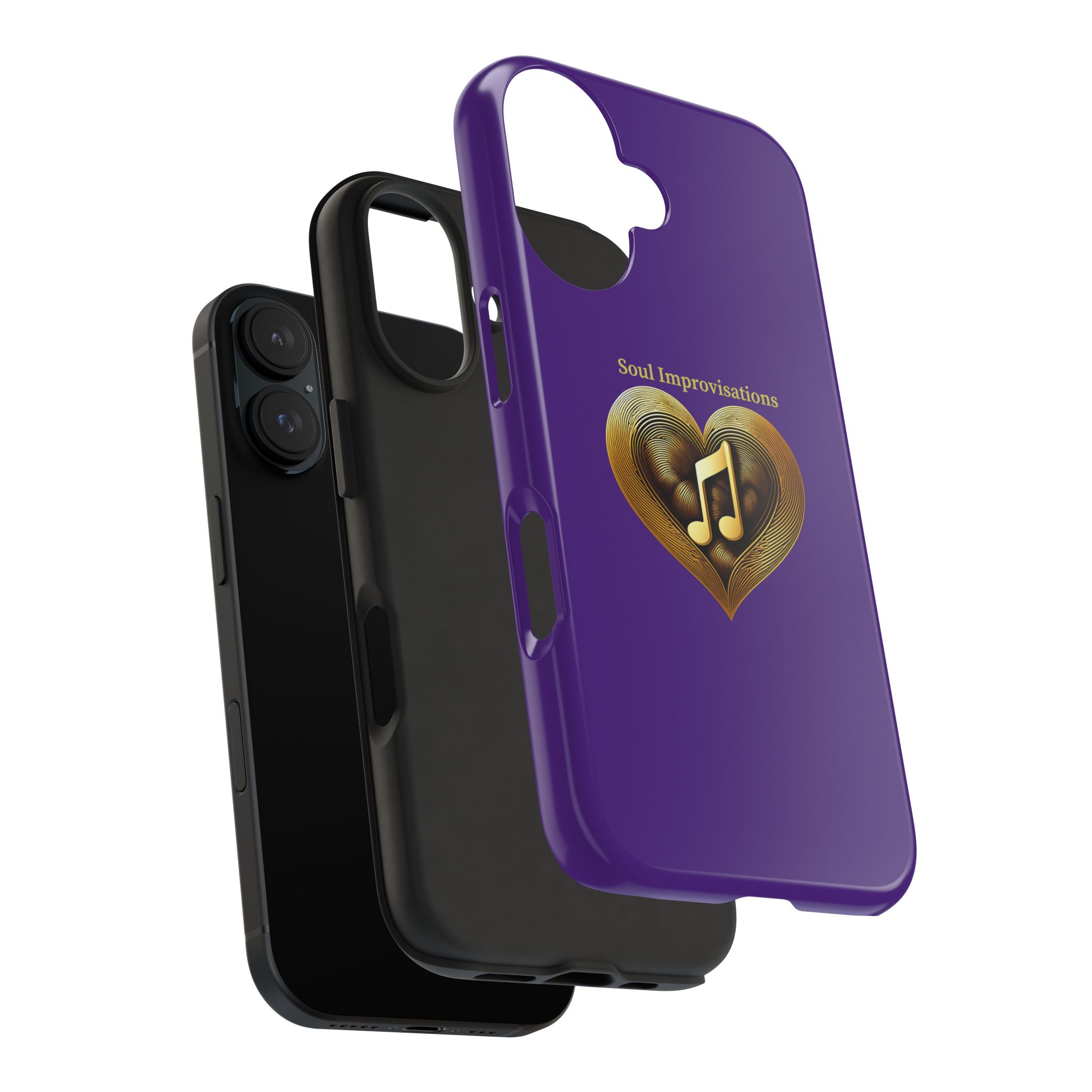 Gold Musical Heart Tough Phone Case - Purple - Image 104