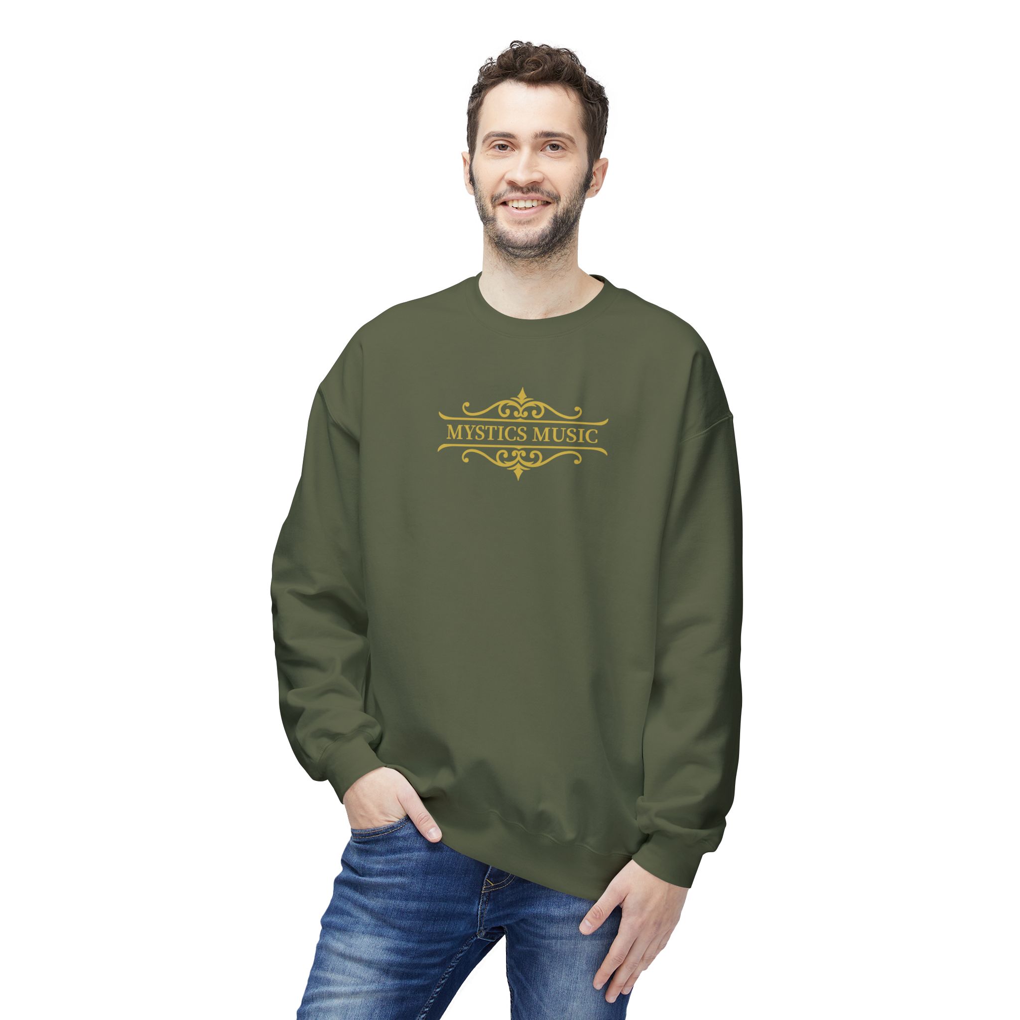 Mystics Music Unisex Midweight Crewneck Sweatshirt (dark colors - large logo) - Image 12