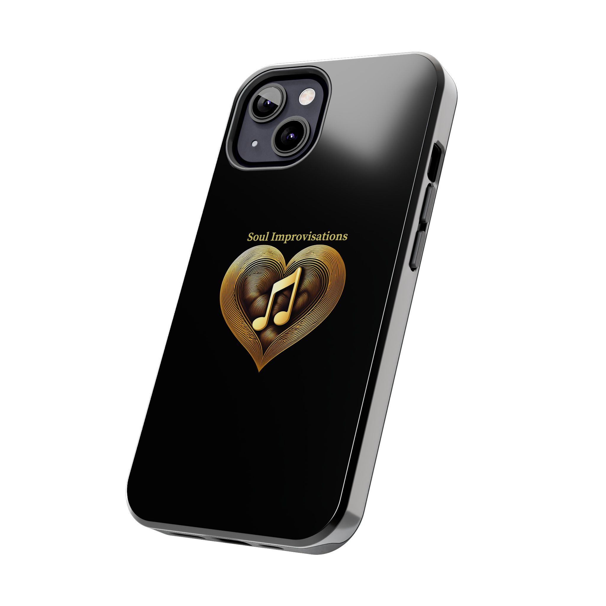 Gold Musical Heart Tough Phone Case - Black - Image 46