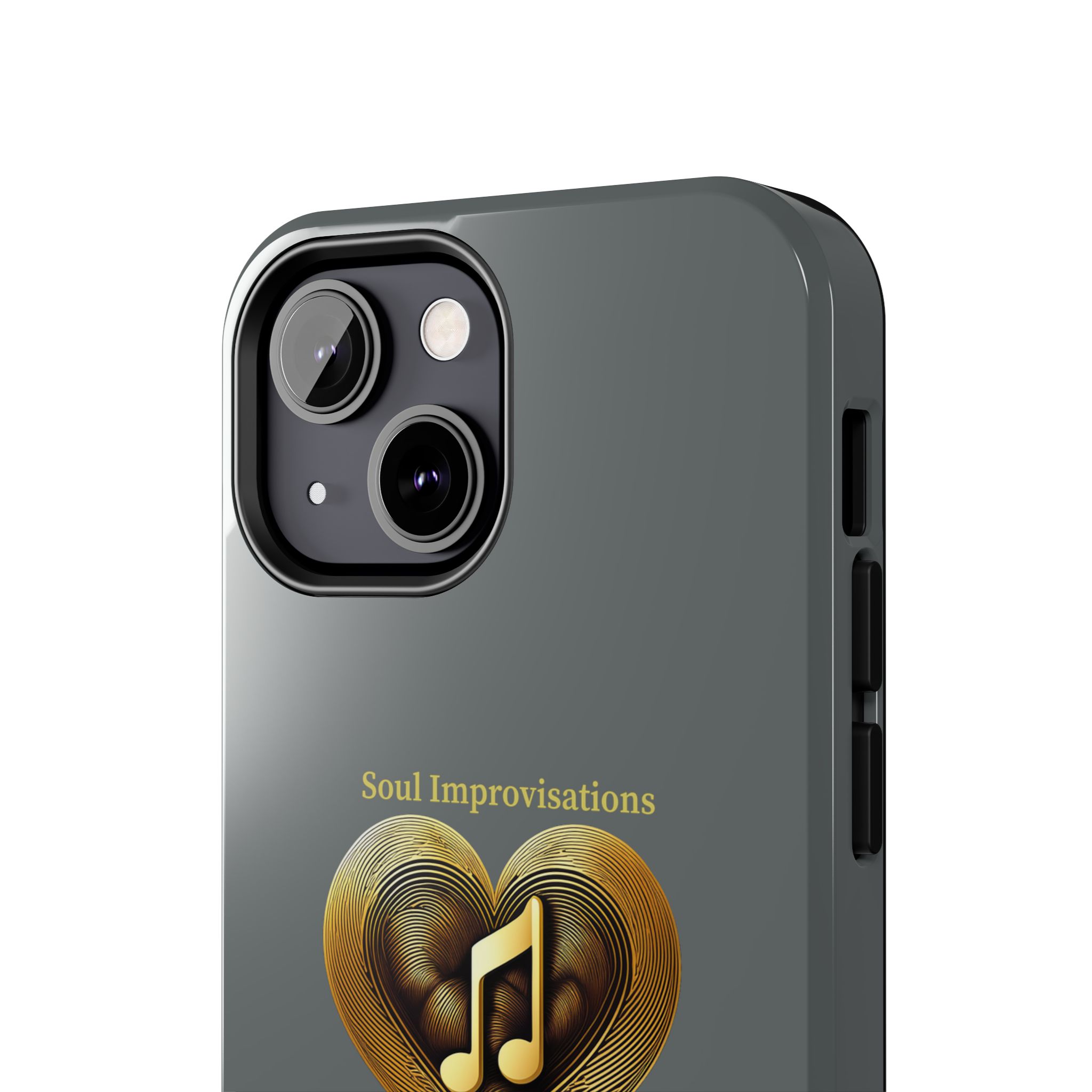 Gold Musical Heart Tough Phone Case - Grey - Image 51