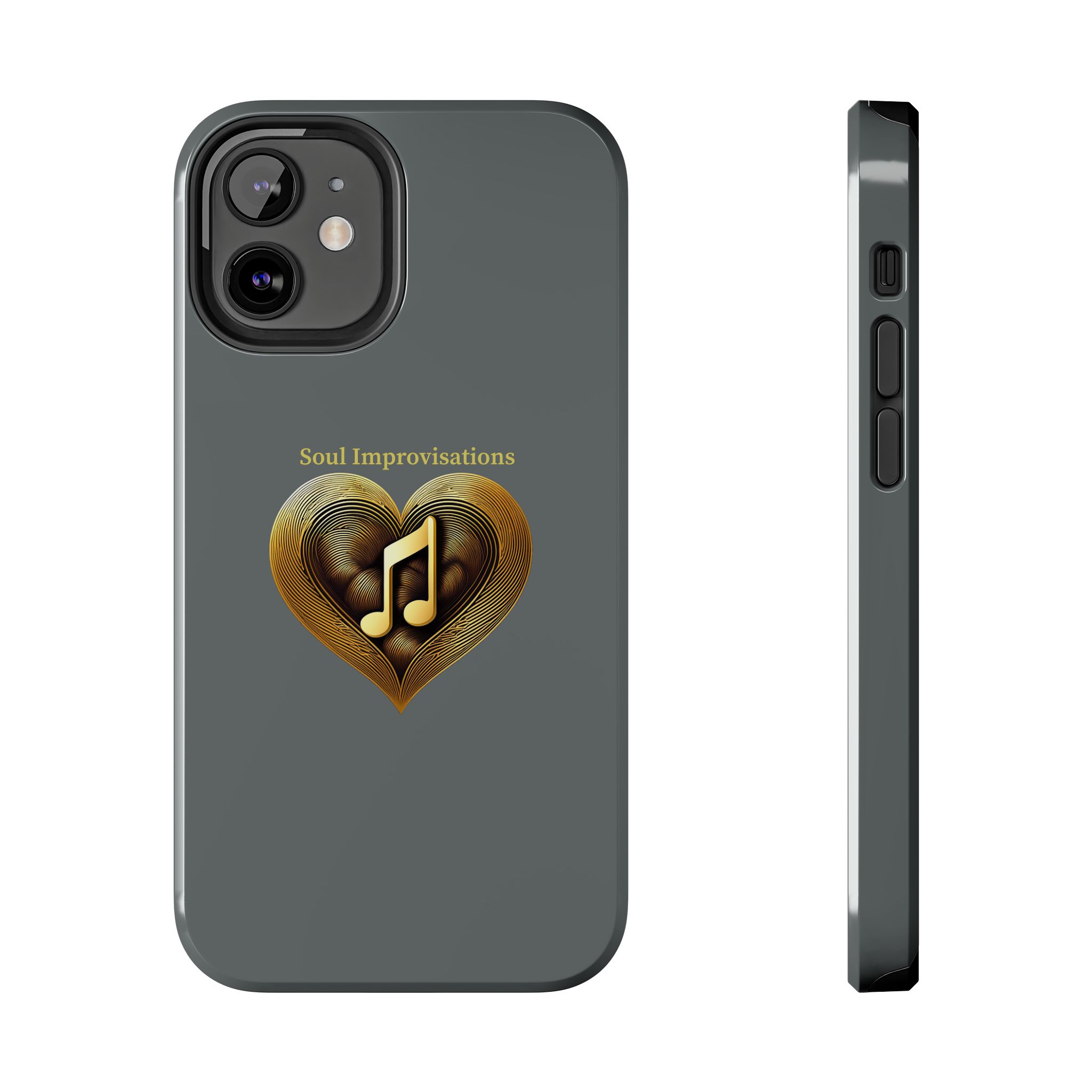 Gold Musical Heart Tough Phone Case - Grey - Image 32