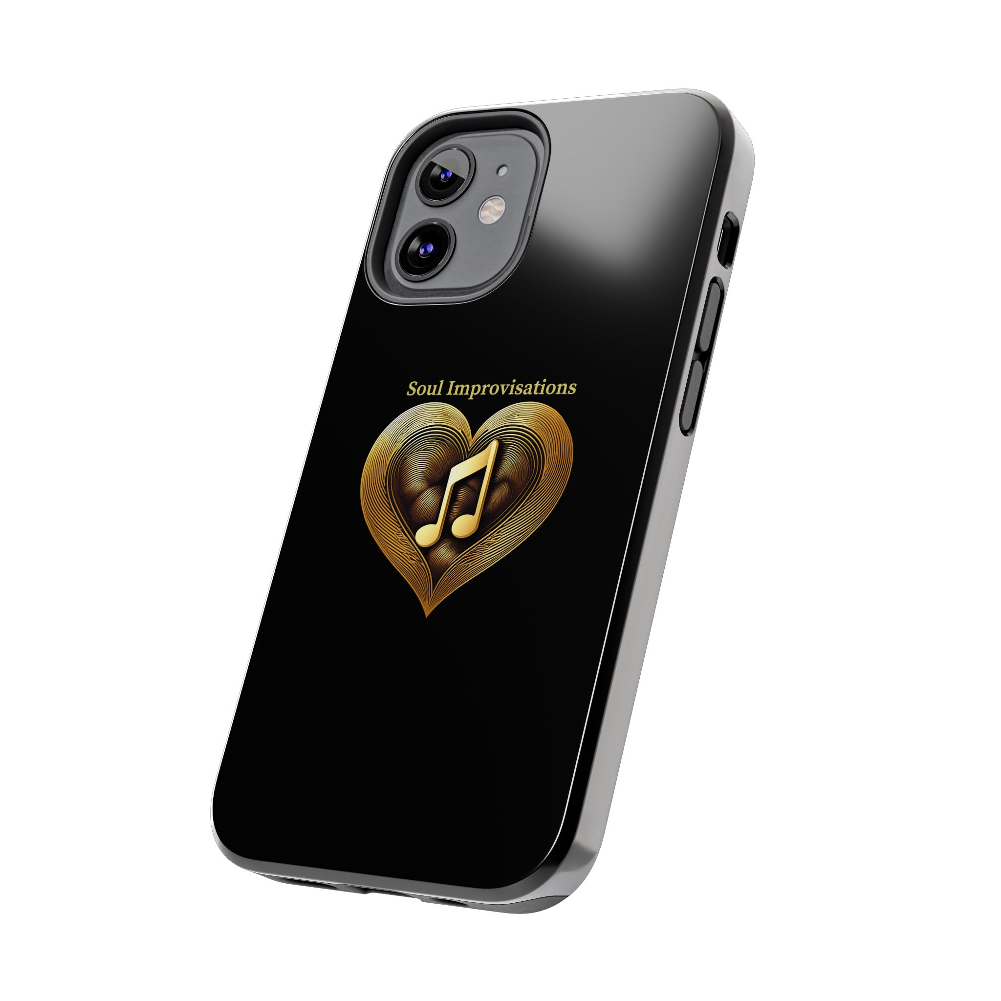 Gold Musical Heart Tough Phone Case - Black - Image 34