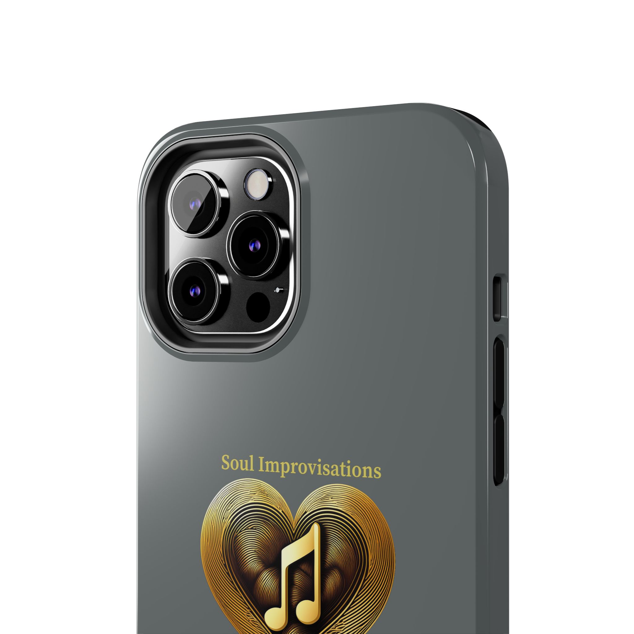 Gold Musical Heart Tough Phone Case - Grey - Image 43