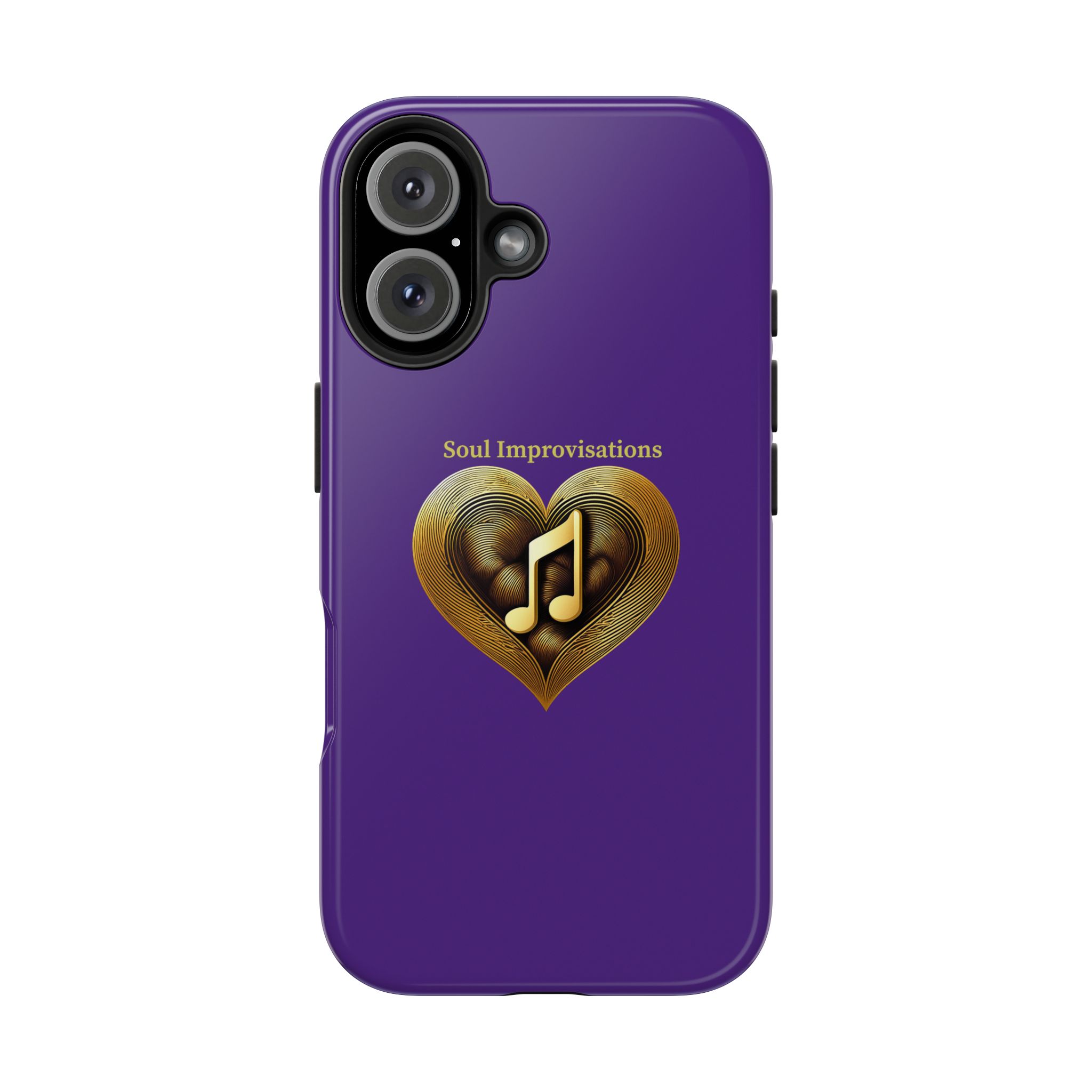 Gold Musical Heart Tough Phone Case - Purple - Image 102