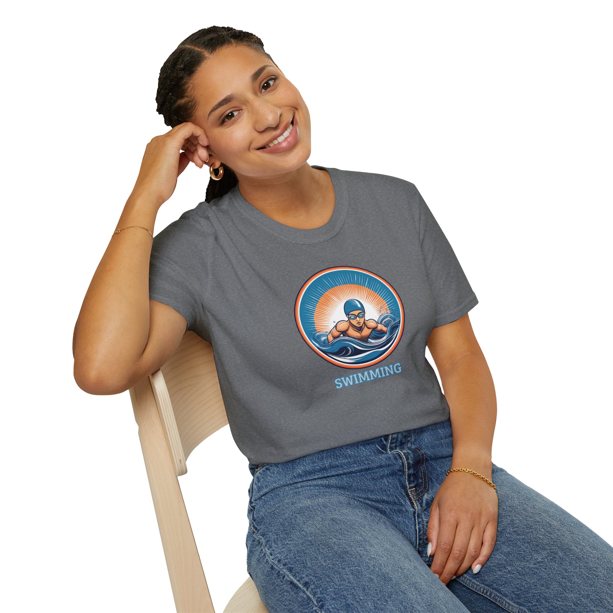 Men's Swimming - Unisex Softstyle Short Sleeve T-Shirt - Image 15