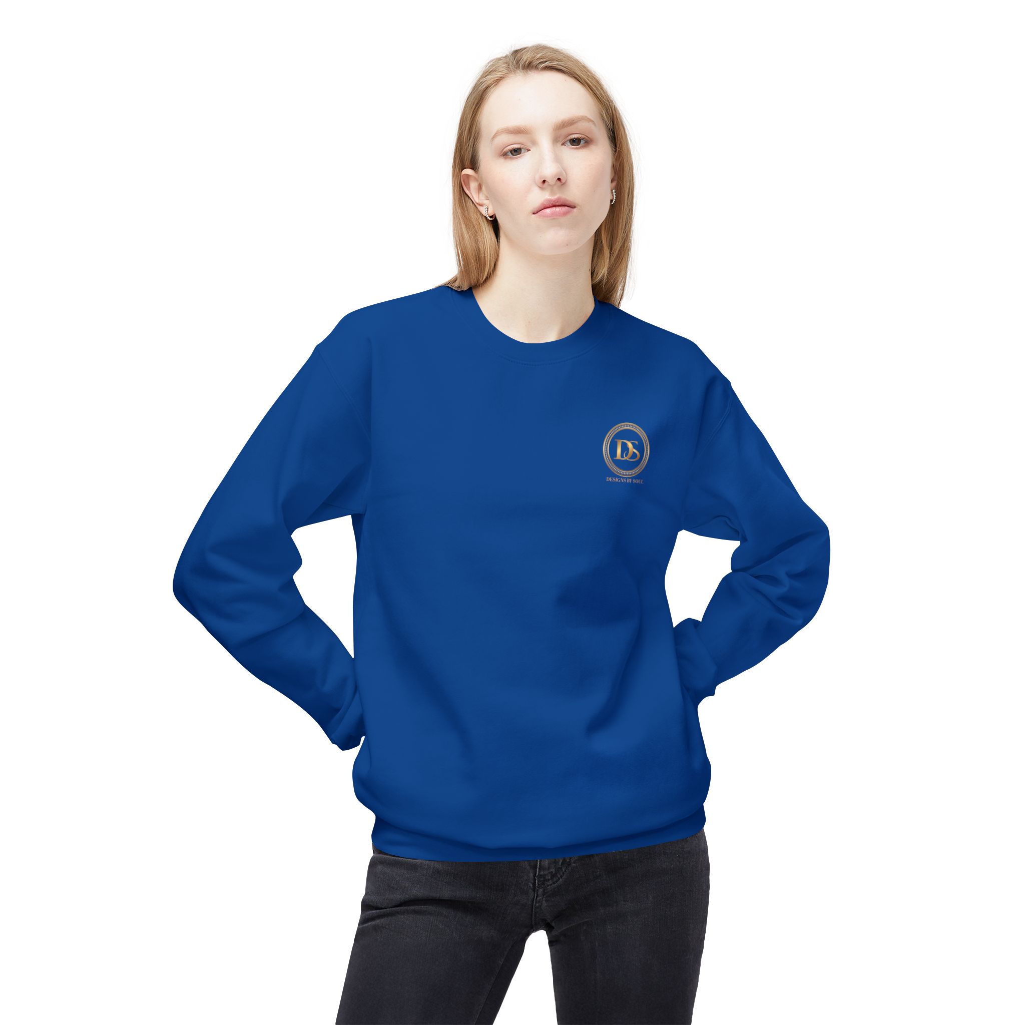 Designs By Soul Logo Unisex Midweight Crewneck Sweatshirt (dark colors - left chest logo)