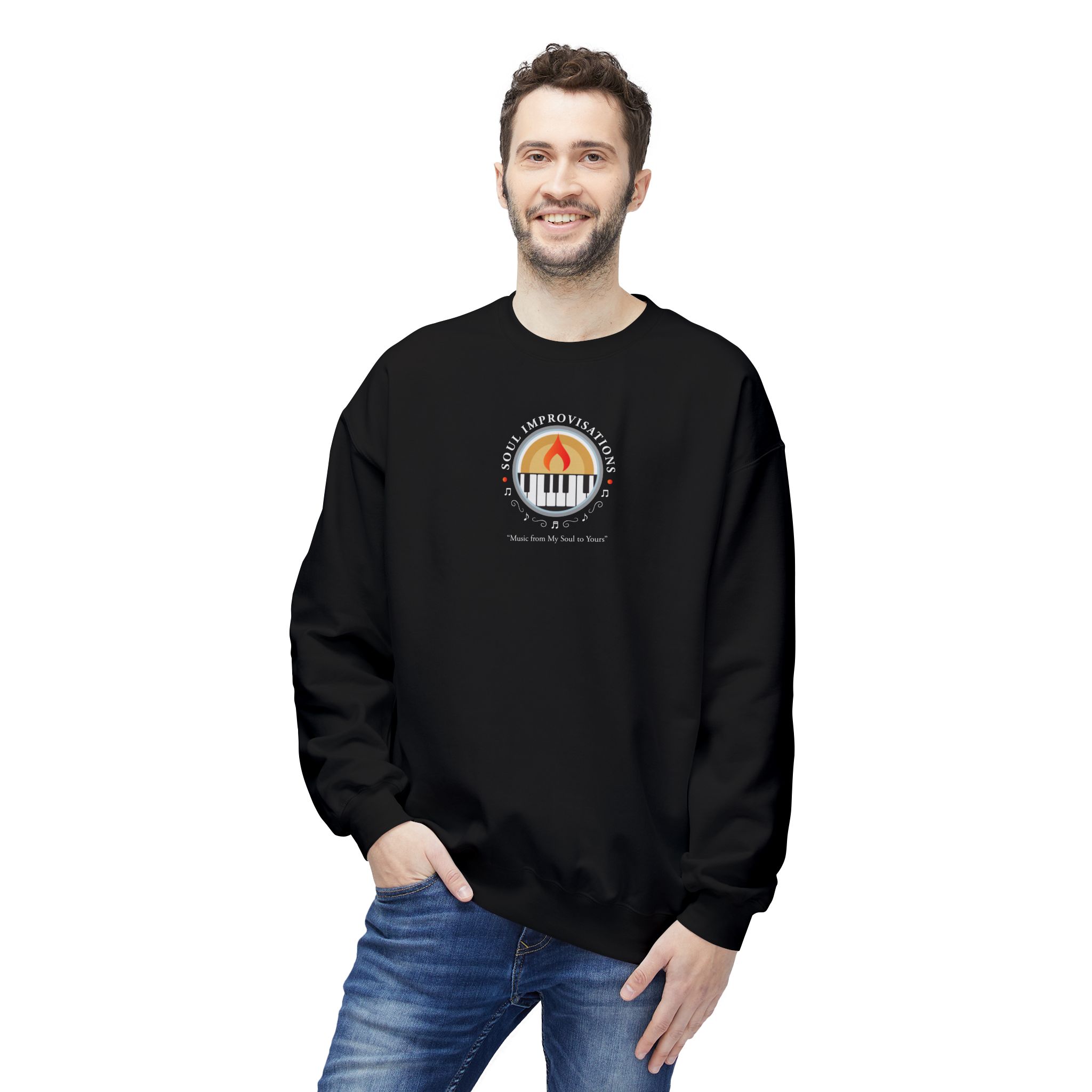 Soul Improvisations Unisex Midweight Crewneck Sweatshirt (center - large logo) - Image 3