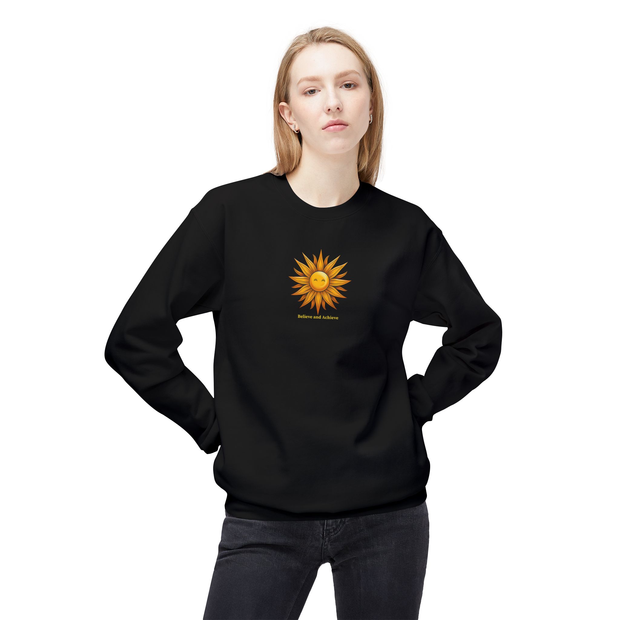 Believe & Achieve Sunshine Unisex Midweight Crewneck Sweatshirt - Image 2