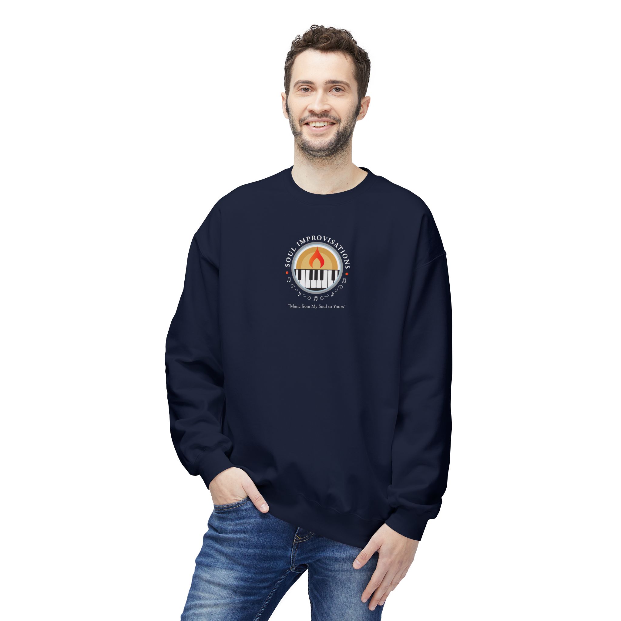 Soul Improvisations Unisex Midweight Crewneck Sweatshirt (center - large logo) - Image 21