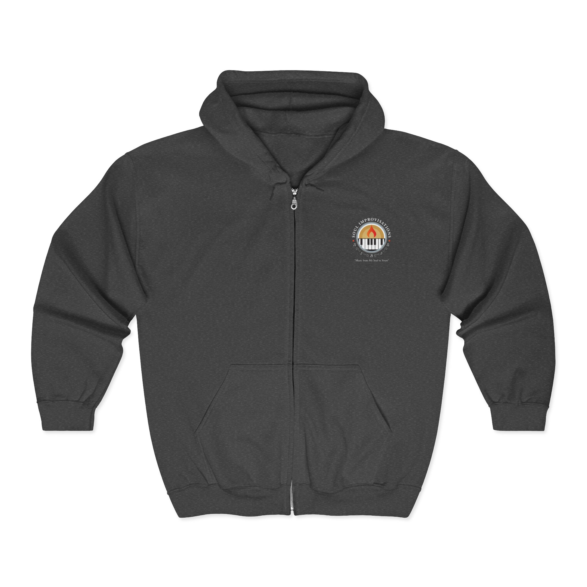 Soul Improvisations Unisex Full Zip Hooded Sweatshirt (front and back logo) - Image 3