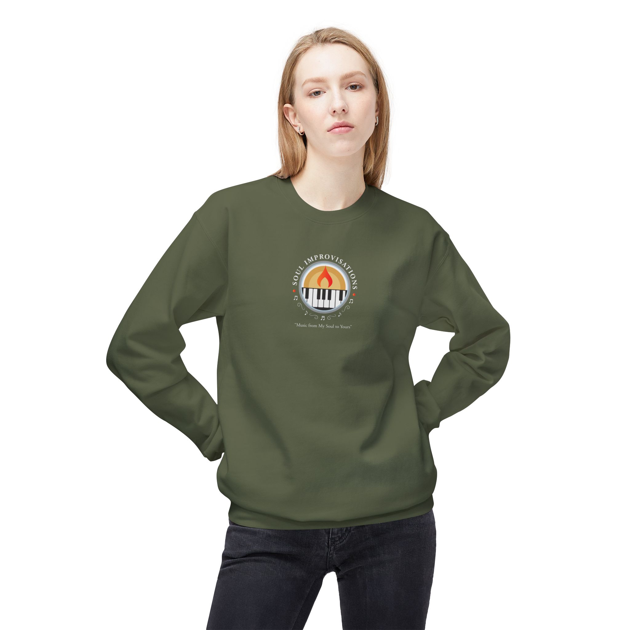 Soul Improvisations Unisex Midweight Crewneck Sweatshirt (center - large logo) - Image 5