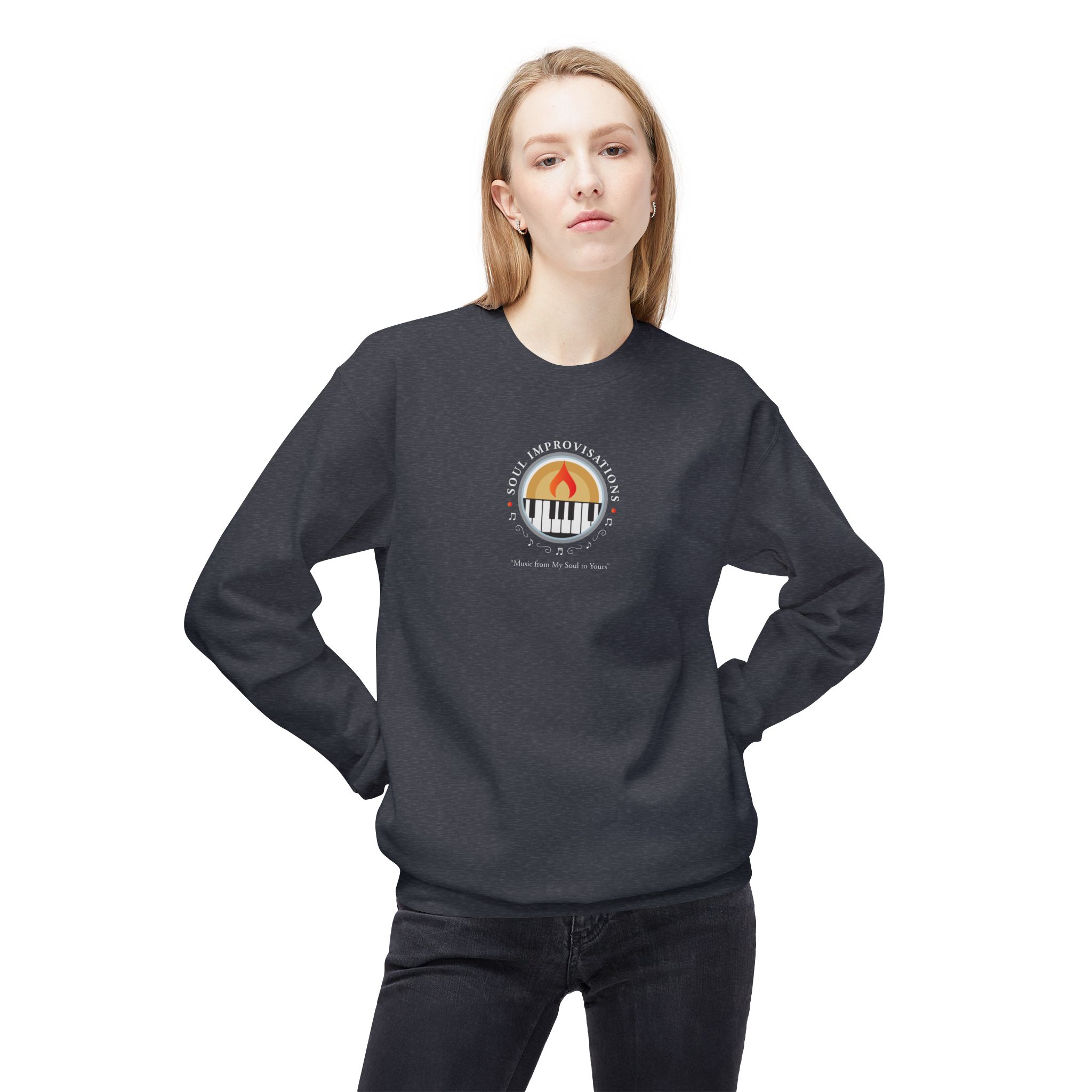 Soul Improvisations Unisex Midweight Crewneck Sweatshirt (center - large logo) - Image 11