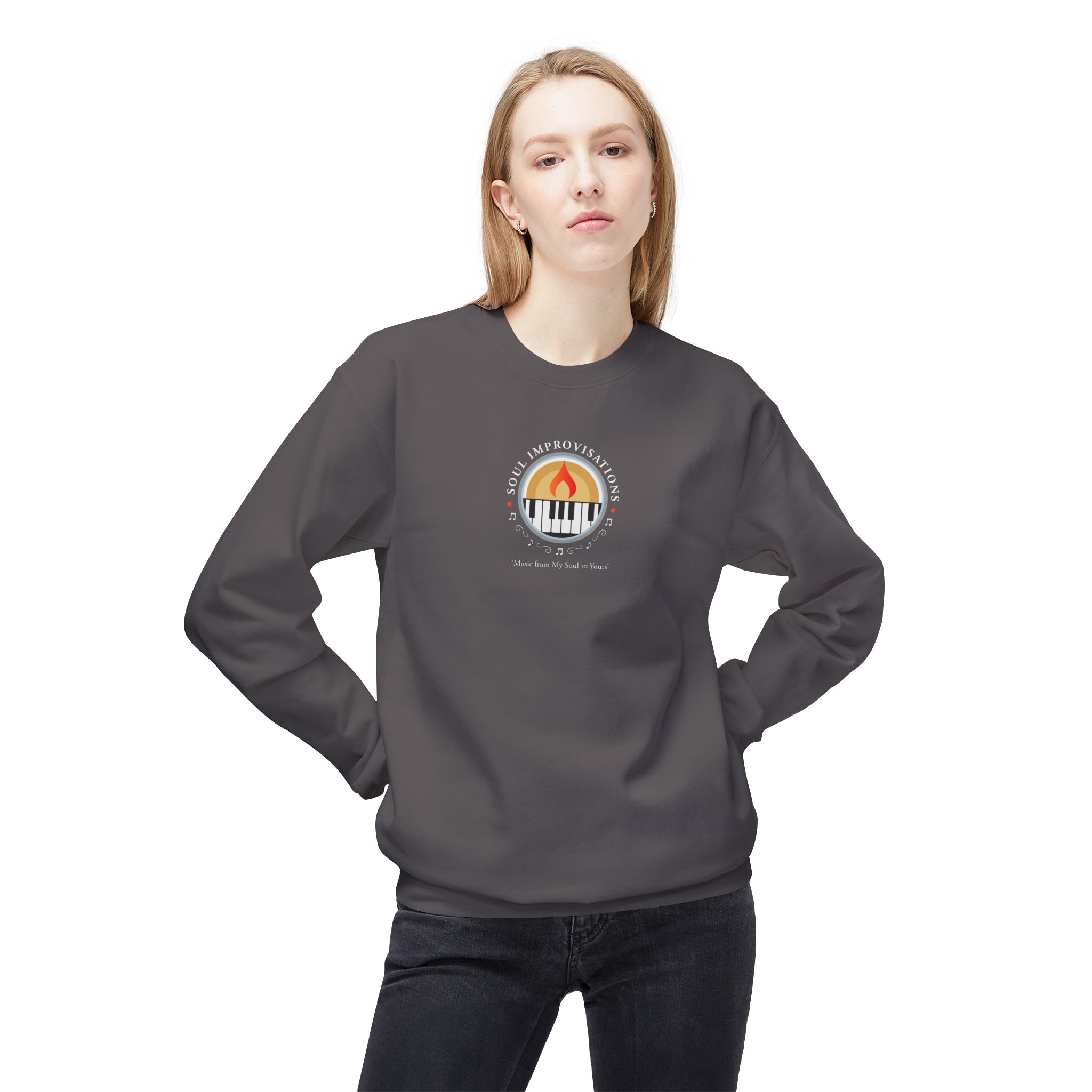 Soul Improvisations Unisex Midweight Crewneck Sweatshirt (center - large logo) - Image 14