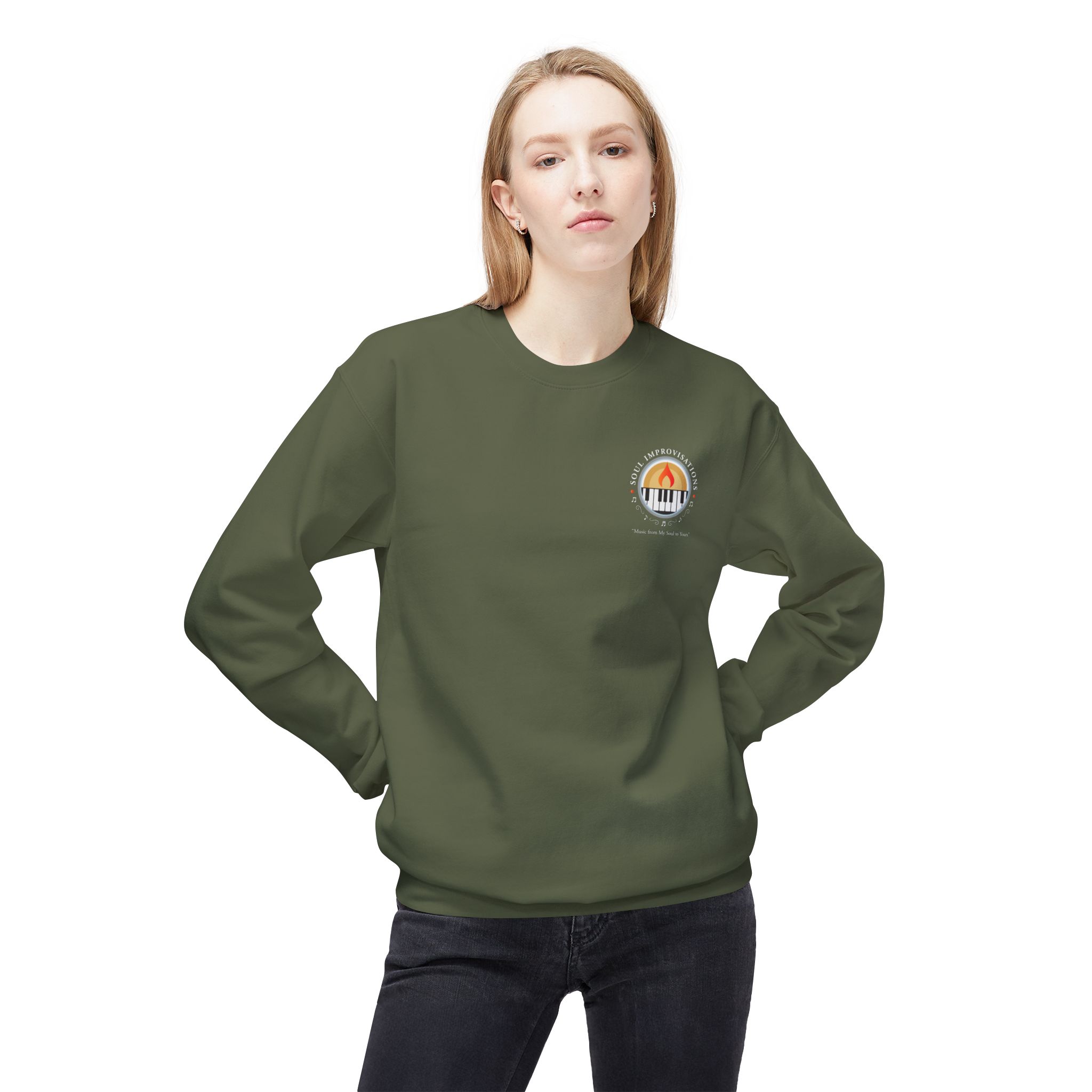 Soul Improvisations Unisex Midweight Crewneck Sweatshirt (left chest logo) - Image 5