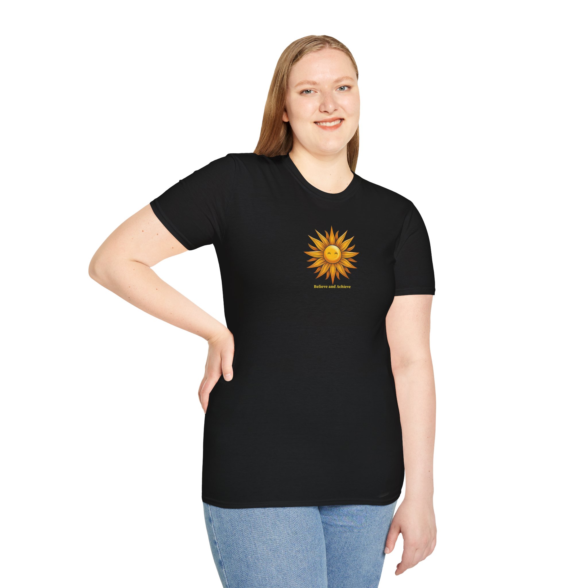 Believe & Achieve Sunshine Unisex Softstyle Short Sleeve T-Shirt - Image 4